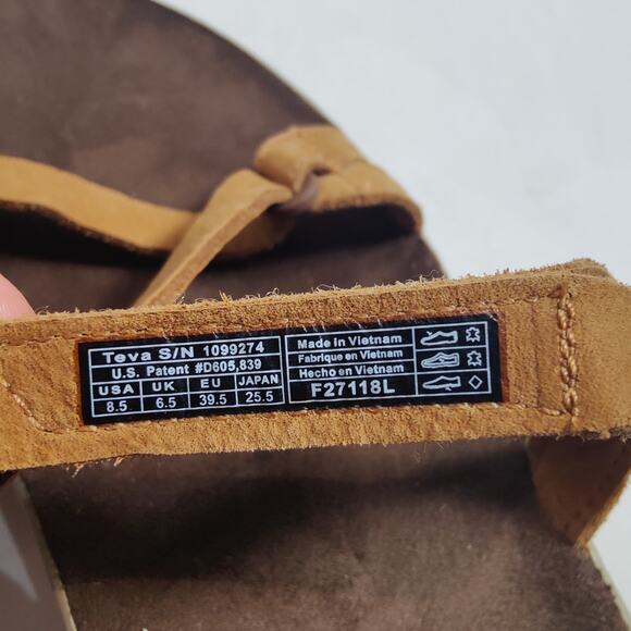 Teva Women Sz 8.5 Elzada Slide Sandal Pecan Tan Leather Athletic Outdoor - Picture 8 of 9